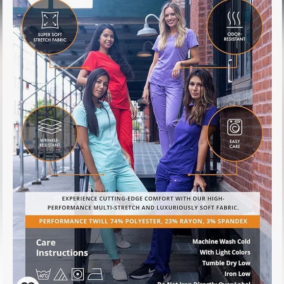 NWOT 🍀Adar Pro Scrub Set For Women - Enhanced V-Neck Top & Multi Pocket Pants - Picture 14 of 15